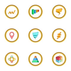 Diagram icons set, cartoon style