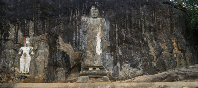 Buduruwagala Rock Carvings at the Buduruwagala ancient buddhist temple in Sri Lanka