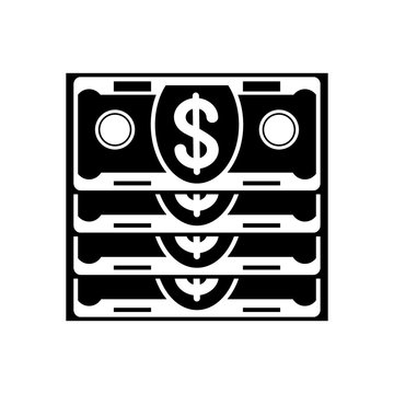 banknote stack black icon