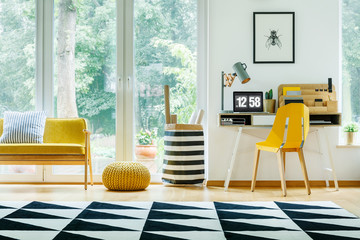 Interior with yellow chair
