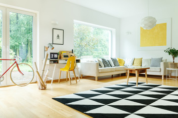 Living room with corner couch