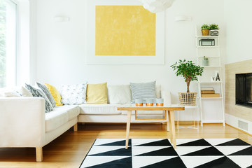 Beige sofa in warm interior