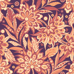 Fototapeta na wymiar Seamless vintage vector background. Vector floral pattern