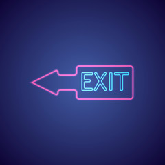 EXIT with Neon Light . EXIT on Night Club - Bar Neon Sign. Vector Illustration.