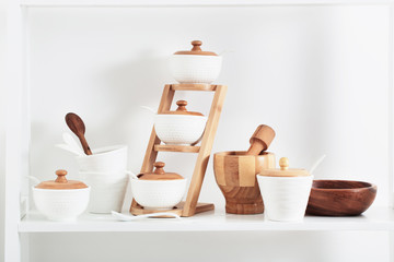 containers for spices on the shelf