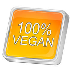 100% Vegan Button - 3D illustration