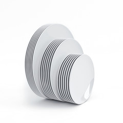 A stack of plates on white background, 3D rendering