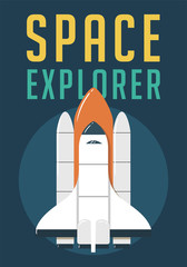 Space Explorer with Rocket Illustration