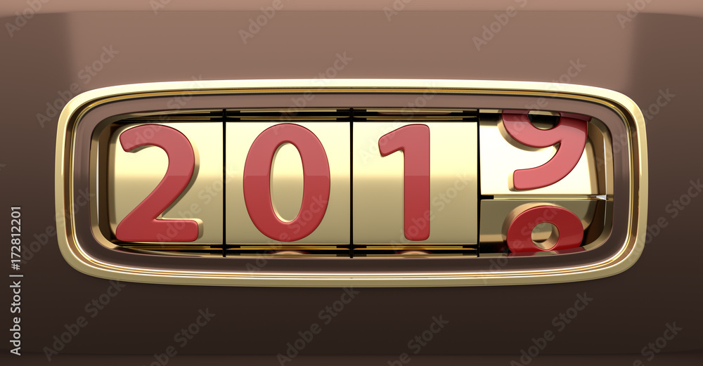 Aufkleber design component of a counter dial that is showing the year 2019