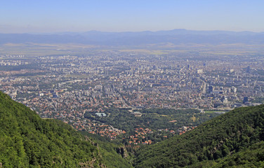 Fototapeta na wymiar aerial view of bulgarian capital Sofia