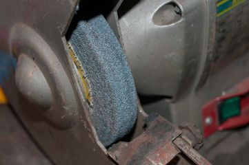 Grinder stone close up shot.