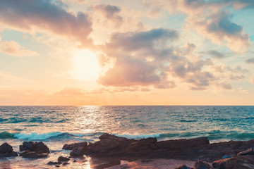 Dramatic sunset over beach