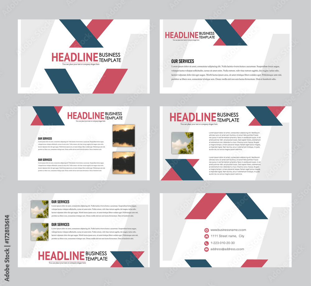 Sticker presentation slides template. business or education report pages. vector illustration. flyer or broc