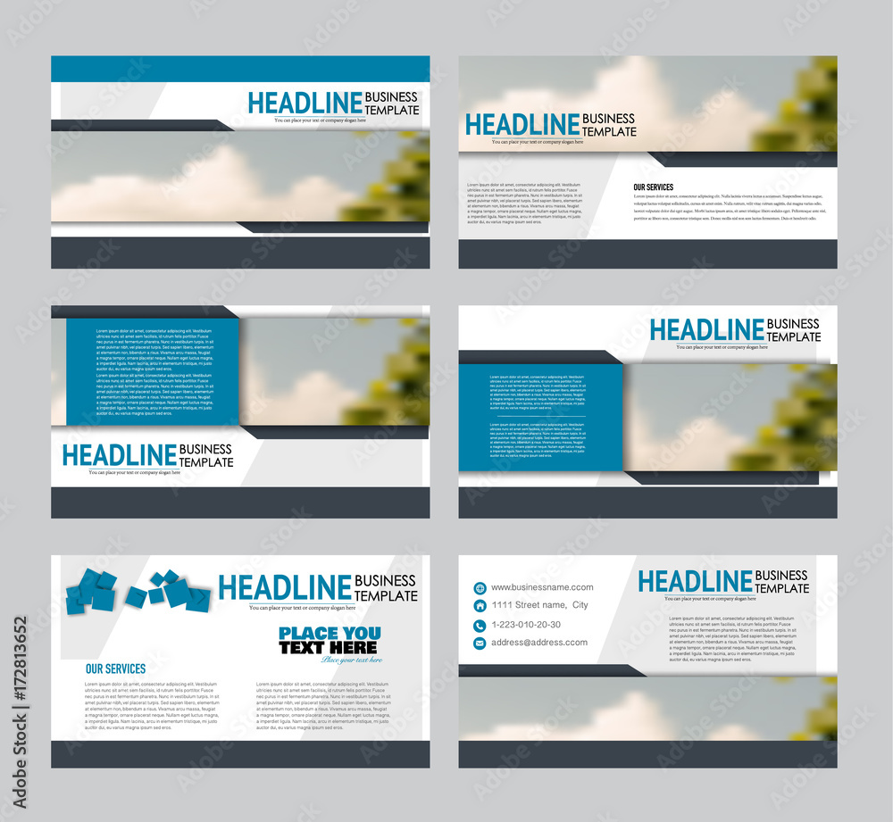 Sticker presentation slides template. business or education report pages. vector illustration. flyer or broc