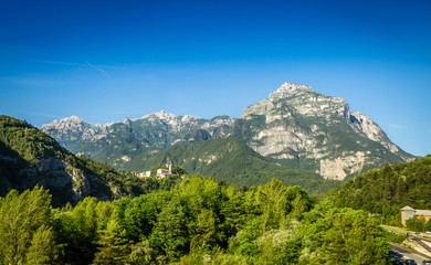Summer panorama of Alps mountains
