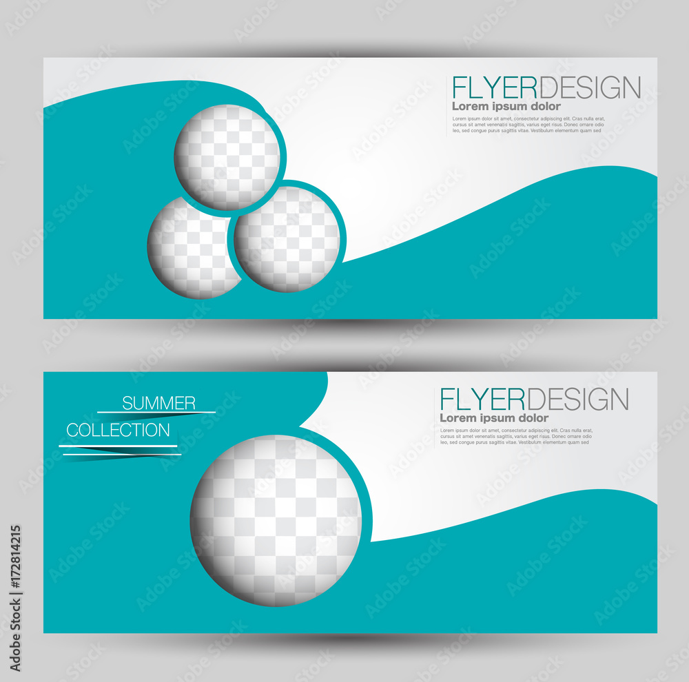 Wall mural flyer banner or web header template set. vector illustration promotion design background. green colo