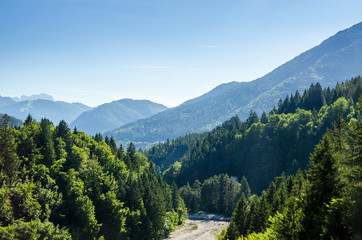 Naklejka na ściany i meble Summer panorama of Alps mountains