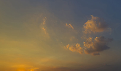 Sky and clouds, clear and beautiful at evening