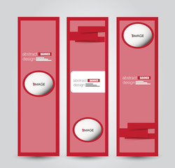 Banner template. Abstract background for design,  business, education, advertisement. Red color. Vector  illustration.