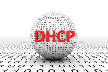DHCP conceptual sphere binary code 3d illustration