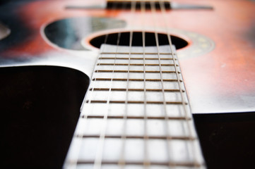 Fototapeta premium Close up image of an acoustic guitar