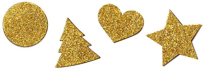 Glitter Etikett Set Weihnachtsschmuck - Gold