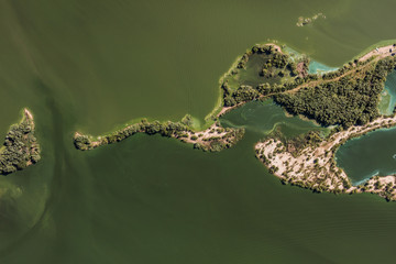aerial view of the  green lake