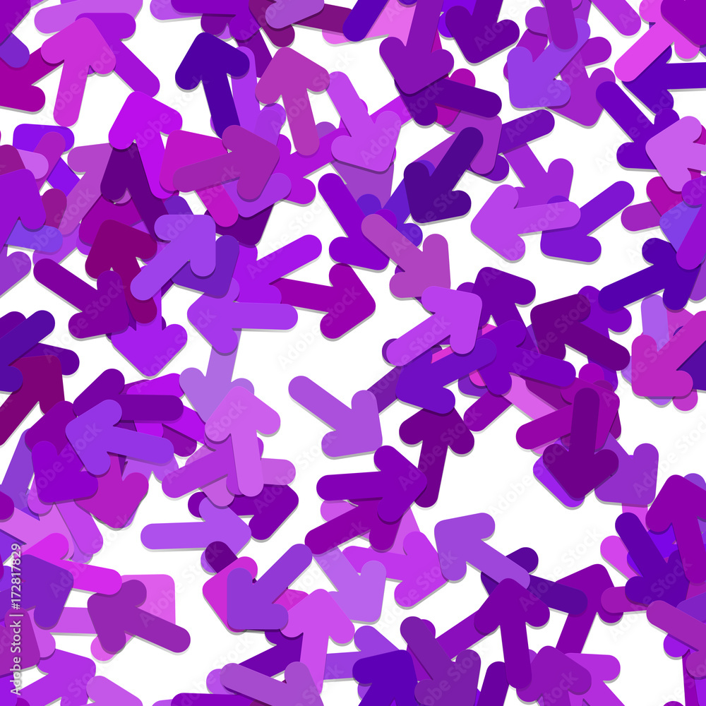 Poster seamless geometric arrow pattern background - vector graphic from purple toned rotated rounded arrow
