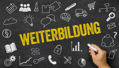 Tafel mit Icons und Text - Weiterbildung