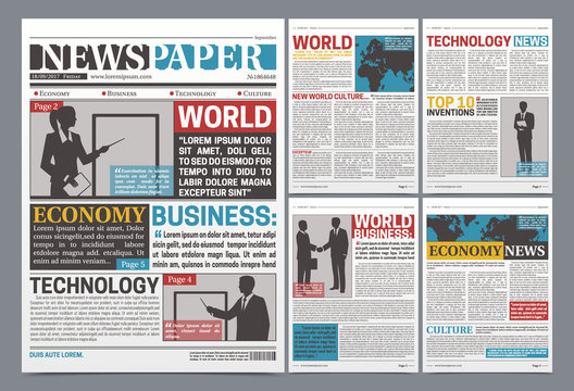 Newspaper Online Template Realistic Poster