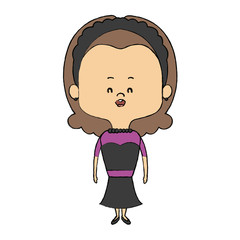 cute cartoon woman pretty elegant clothes vector illustration