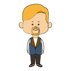 cute man cartoon standing formal clothes character vector illustration