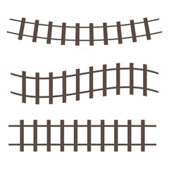 Vector railroad and railway tracks construction elements.