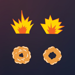 Cartoon explosion effect with smoke. Animation frames for game