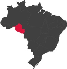 Map of Brazil split into individual states. Highlighted state of Rondonia.