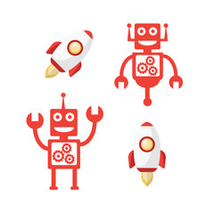 Technology prosthesis with artificial intelligence and nanobot icons