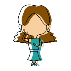 cute cartoon woman pretty elegant clothes vector illustration