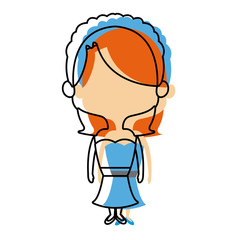 cute cartoon woman pretty elegant clothes vector illustration