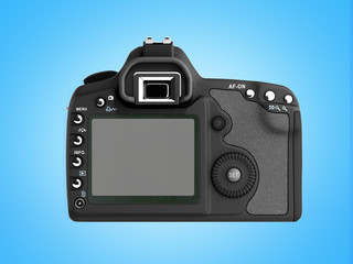 photo camera 3d render on bluebackground