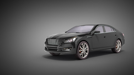 Obraz na płótnie Canvas black car studio view 3d render on grey background