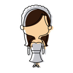 adorable woman bride lovely marriage character vector illustration