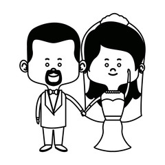 cute couple husband wife in wedding suit happy together vector illustration