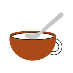 cup of beverage with spoon refreshment aroma liquid vector illustration