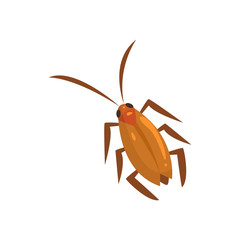 Brown cockroach insect cartoon vector illustration