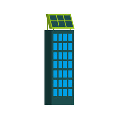 green energy urban ecology nature house or business building with solar panel vector illustration