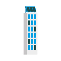 green energy urban ecology nature house or business building with solar panel vector illustration