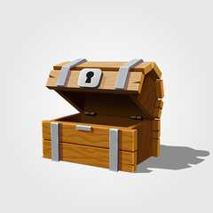 Open chest with gold, on the white background. Vector illustration