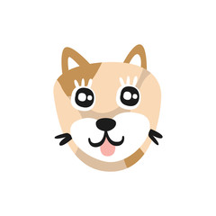 Cute brown dog face, funny cartoon animal character, adorable domestic pet vector illustration