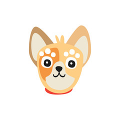 Cute little dog face, funny cartoon animal character, adorable domestic pet vector illustration