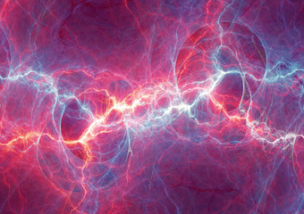 Hot red and cold blue lightning, fire and ice abstract